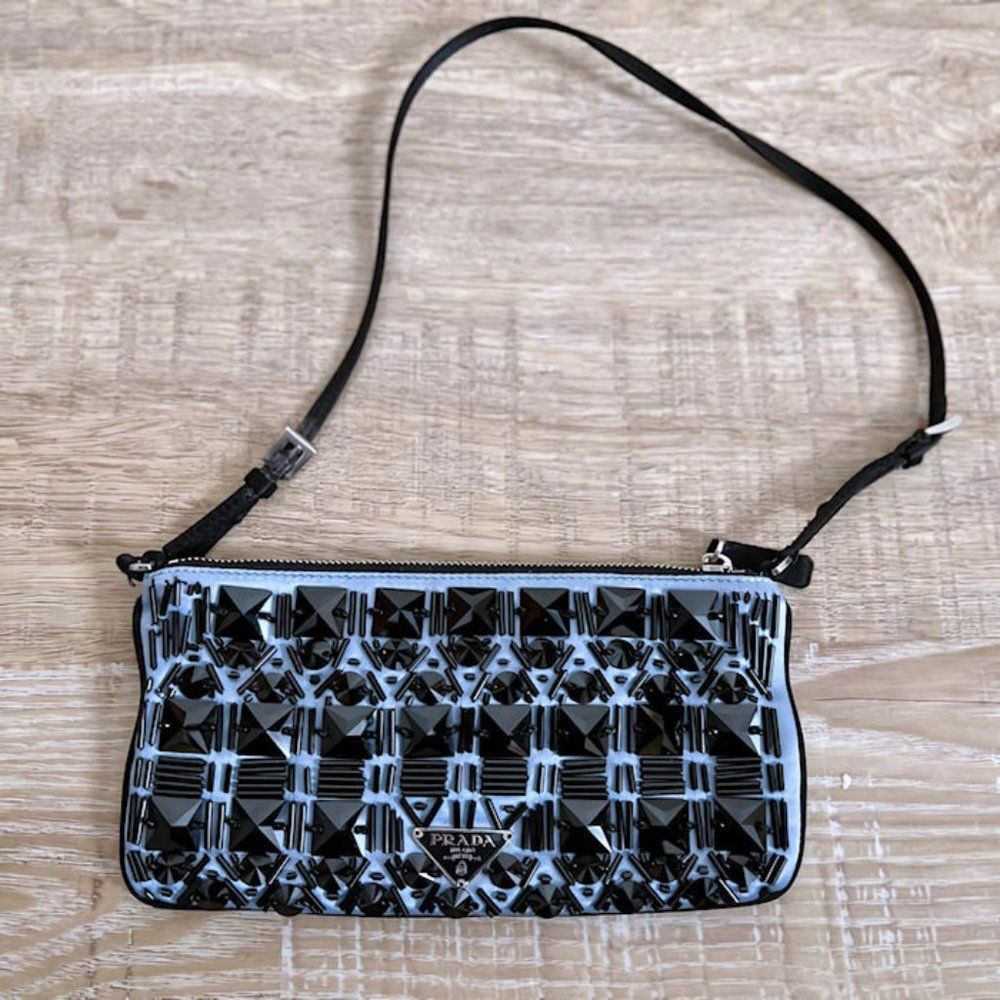 Vintage PRADA Art Deco Beaded Satin Clutch - Picture 2 of 10